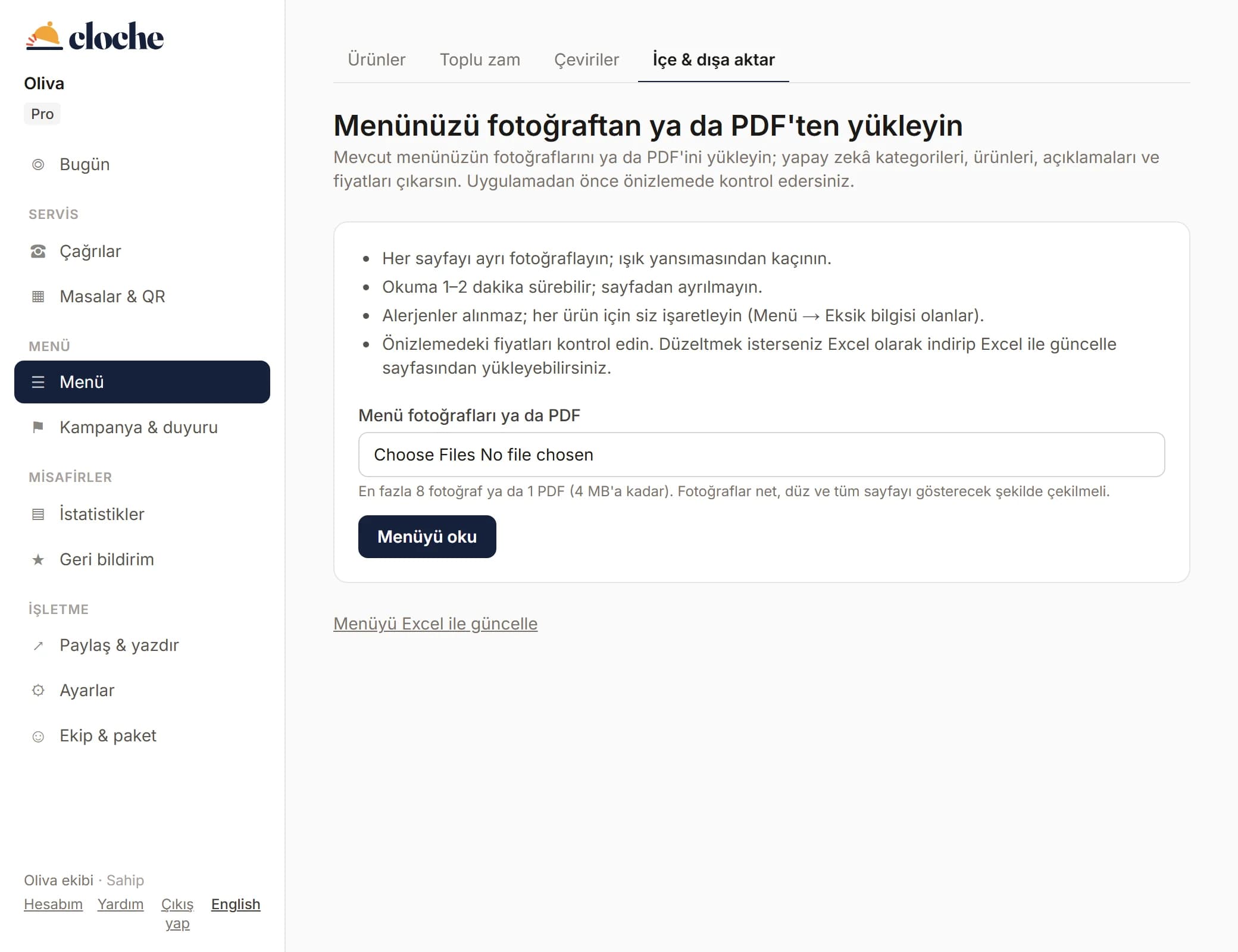 Basılı menüden QR menüye dakikalar içinde