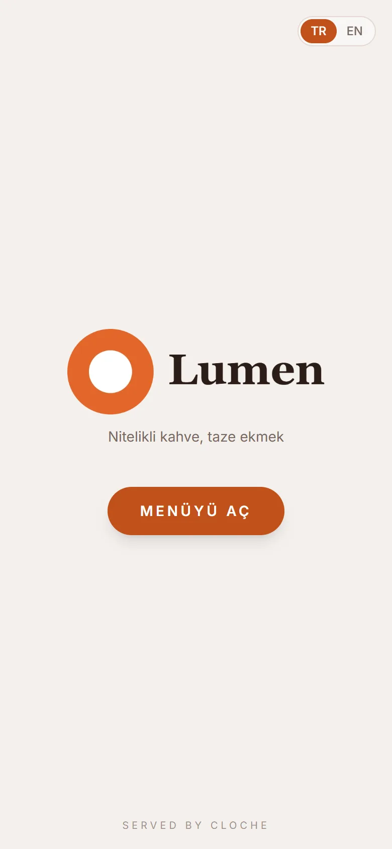 Lumen Coffee menu in its own colours
